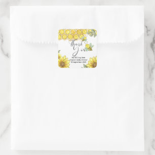 Sticker Carré Merci d'abeille de tournesol pour l'abeille-ing