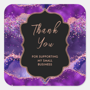 Sticker Carré Merci d'affaires foncé violet et rose