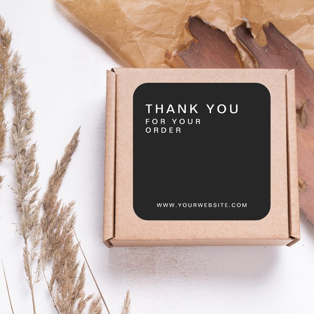 Sticker Carré Merci d'affaires personnalisé moderne noir (Créateur téléchargé)