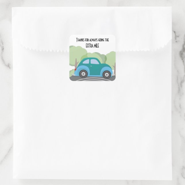 Sticker Carré Merci d'aller sur Extra Mile (Sac)