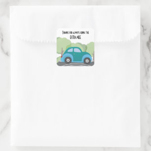 Sticker Carré Merci d'aller sur Extra Mile