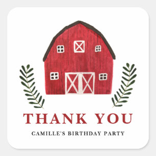 Sticker Carré Merci d'anniversaire de style aquarelle rustique r