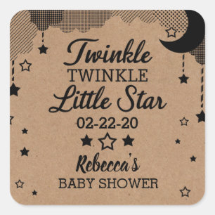 Sticker Carré Merci d'apparence en papier Kraft pour le Baby sho