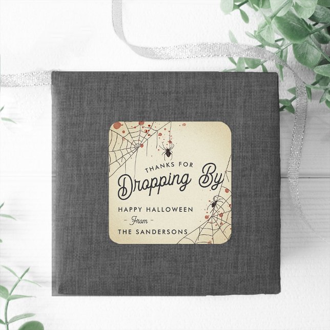 Sticker Carré Merci D'Avoir Laissé Par Halloween Party Favor (Créateur téléchargé)