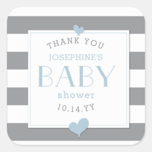 Sticker Carré Merci de Baby shower gris