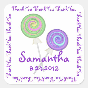 Sticker Carré Merci de bonbons Lollipop