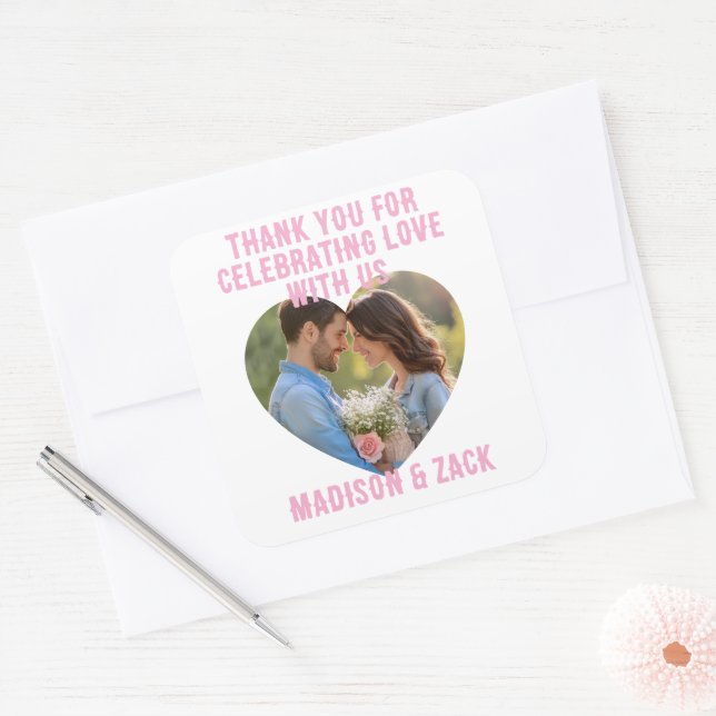 Sticker Carré Merci de célébrer l'amour PHOTO  (Enveloppe)