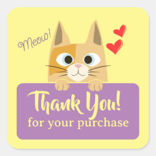 Sticker Carré Merci de chats pour petites entreprises