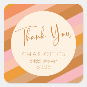 Sticker Carré Merci de Fête des mariées de rouille rose géométri