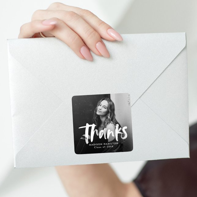 Sticker Carré Merci de graduation photo de la version moderne du (Créateur téléchargé)