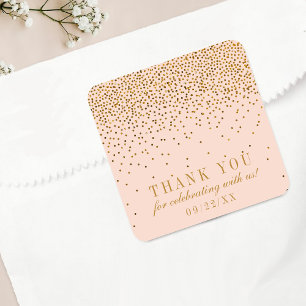 Sticker Carré Merci de Mariage Blush Pink & Gold
