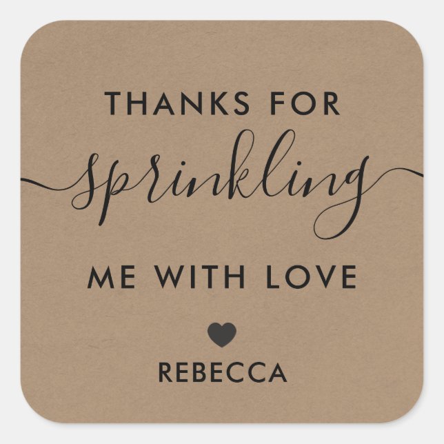 Sticker Carré Merci de m'asperger avec l'étiquette cadeau d'amou (Devant)
