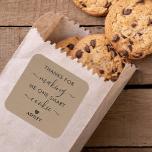 Sticker Carré Merci de me faire un Smart Cookie Tag, Kraft