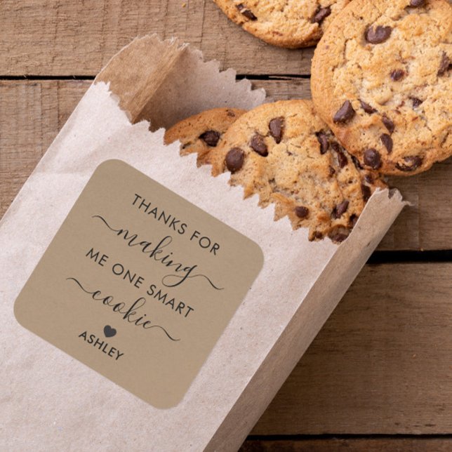 Sticker Carré Merci de me faire un Smart Cookie Tag, Kraft (Créateur téléchargé)