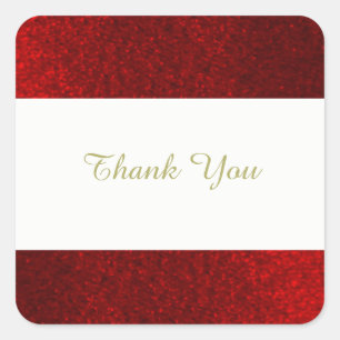Sticker Carré Merci de Parties scintillant Ruby Red Faux