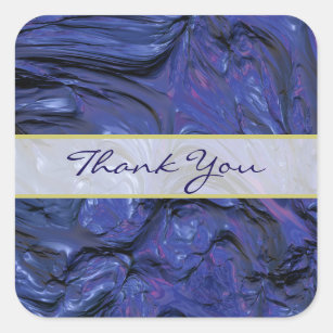 Sticker Carré Merci de peinture bleu violet à texture lourde