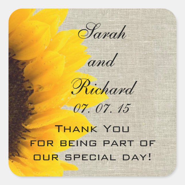 Sticker Carré Merci de tournesol lin Favoriser (Devant)