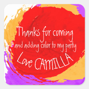 Sticker Carré Merci de venir à la fête artistique collants de pe