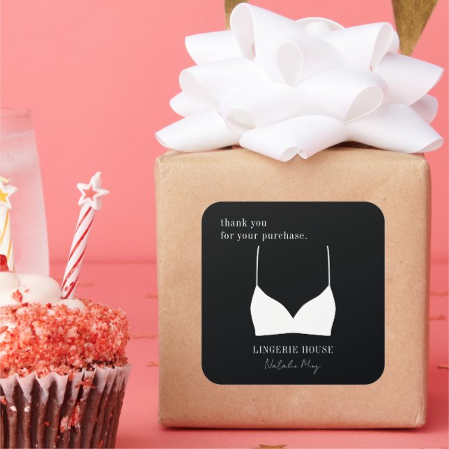 Sticker Carré merci de votre achat Lingerie Boutique (Fête)