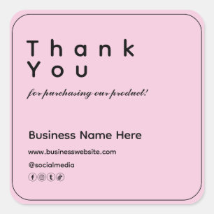 Sticker Carré Merci d'entreprise minimaliste moderne rose pâle