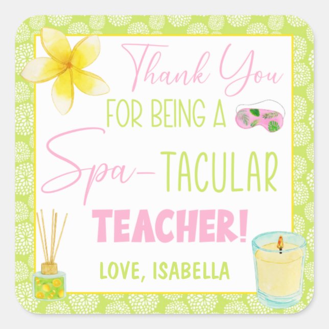 Sticker Carré Merci d'être un enseignant Spa-enseignant (Devant)