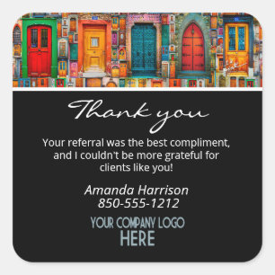 Sticker Carré Merci du logo de la société - Portes Vintages