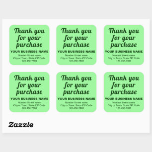 Sticker Carré Merci en texte clair pour votre achat Vert clair