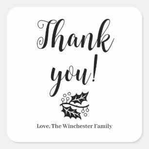 Sticker Carré Merci feuillage script personnalisé Thanksgiving