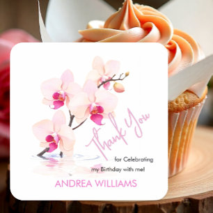 Sticker Carré Merci, Fleurs d'Orchidée Fleurissent 60 ans