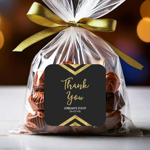 Sticker Carré Merci géométrique moderne Faux Gold Chevron