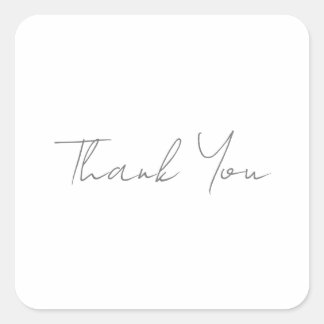 Sticker Carré Merci Gris Classique Chic Blanc Manuscrit