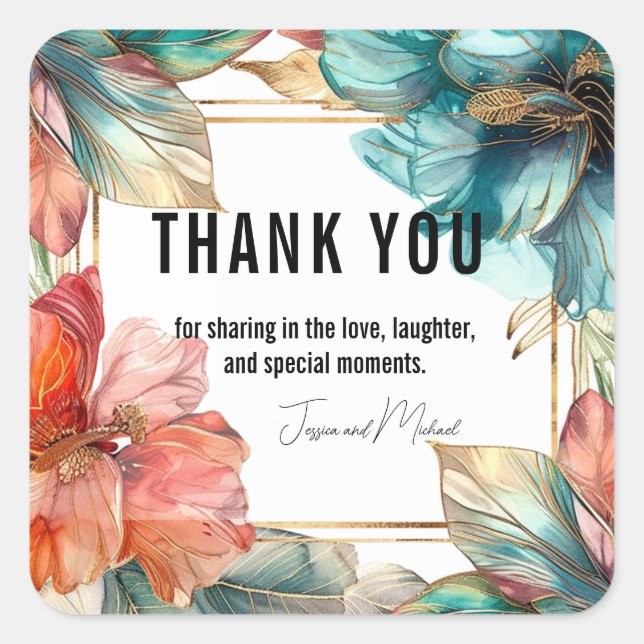 Sticker Carré Merci Hibiscus Serenade Paradise (Devant)