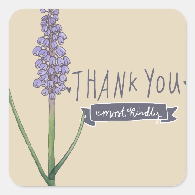 Sticker Carré Merci le plus gentil Hyacinth (Devant)