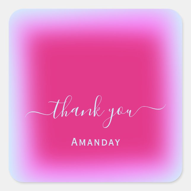 Sticker Carré Merci Licorne Maquillage Rose Mariage Douzième (Devant)