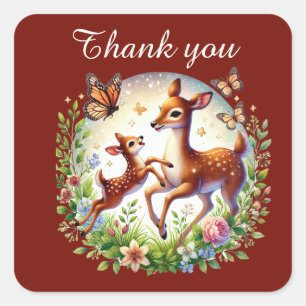 Sticker Carré Merci maman cerf