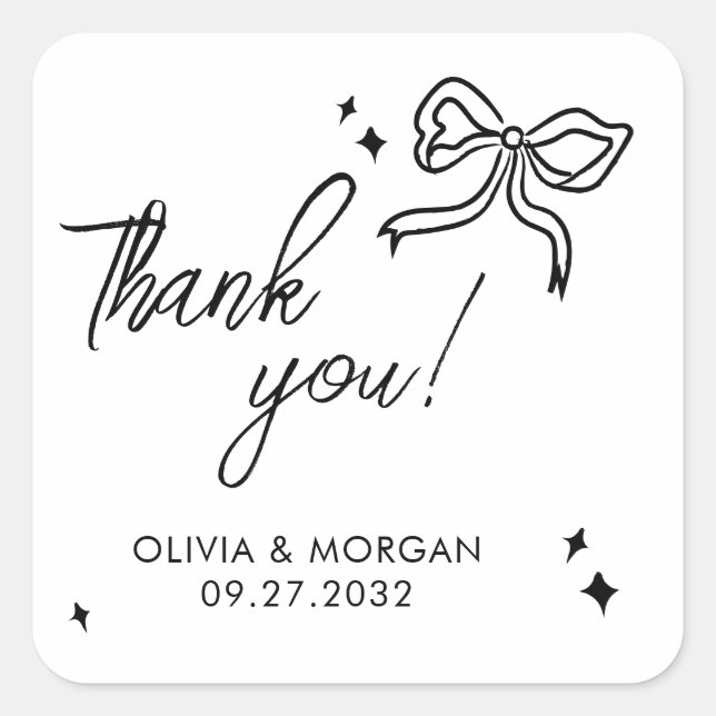 Sticker Carré Merci Mariage Doodle branché  de  Favoriser (Devant)