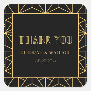Sticker Carré Merci mariage géométrique art déco des années 1920