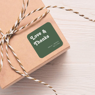 Sticker Carré Merci Mariage moderne et moderne rétro