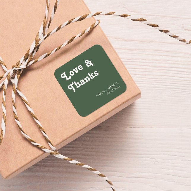 Sticker Carré Merci Mariage moderne et moderne rétro (Créateur téléchargé)