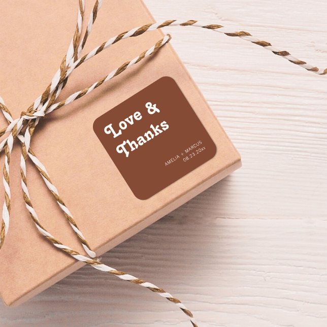 Sticker Carré Merci Mariage moderne et moderne rétro (Créateur téléchargé)