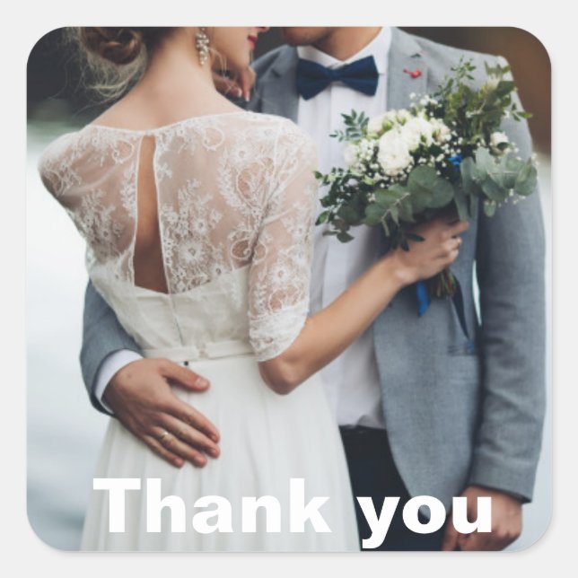 Sticker Carré Merci Mariage photo (Devant)