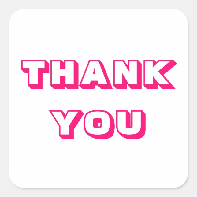 Sticker Carré Merci, Merci, rose fuchsia blanc (Devant)