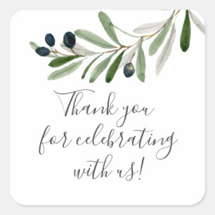 Sticker Carré Merci moderne de la Branche d'olive