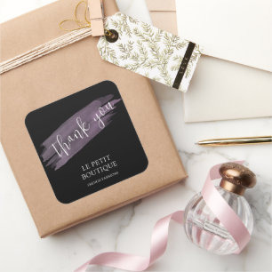 Sticker Carré Merci noir moderne emballage livraison