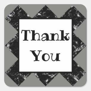 Sticker Carré Merci noir Motif Diamant blanc marbré