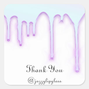 Sticker Carré Merci Nom blanc Unicorn Drift Holographic Blue