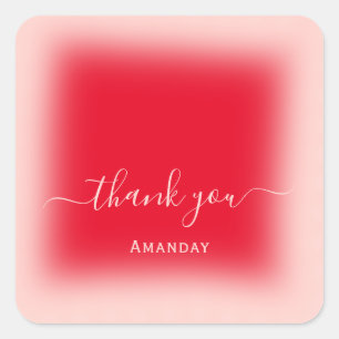 Sticker Carré Merci Nom Blush Red Pink Bridal Sweet16