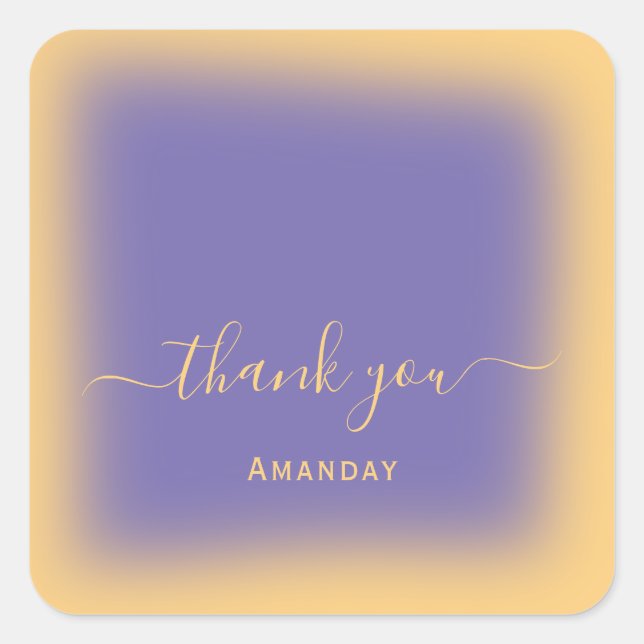 Sticker Carré Merci Nom Brun Jaune Maquillage Bleu Poussiéreux (Devant)