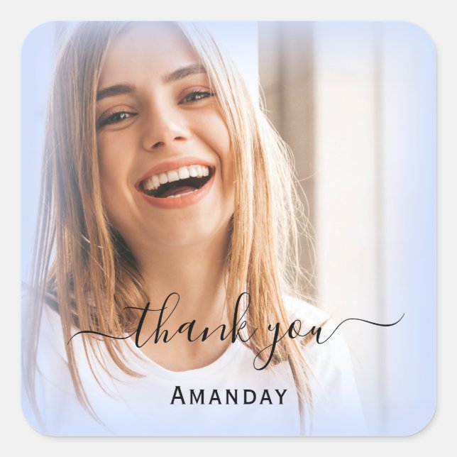 Sticker Carré Merci Nom Cadre Photo Bridal Sweet16e (Devant)