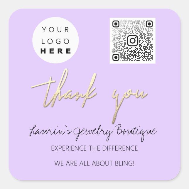 Sticker Carré Merci Nom de l'entreprise Logo Qr Code Boutique en (Devant)